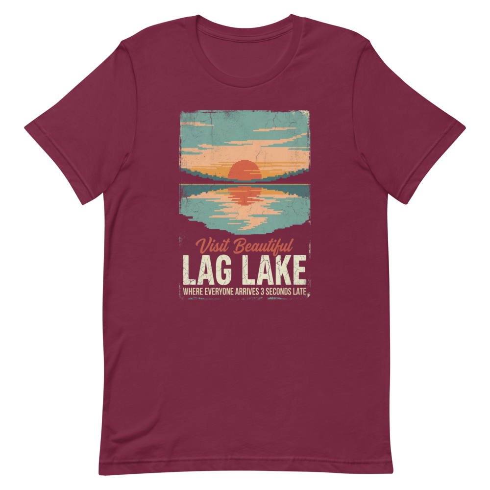 Visit Beautiful Lag Lake | Retro Gaming Travel Tee - Maroon