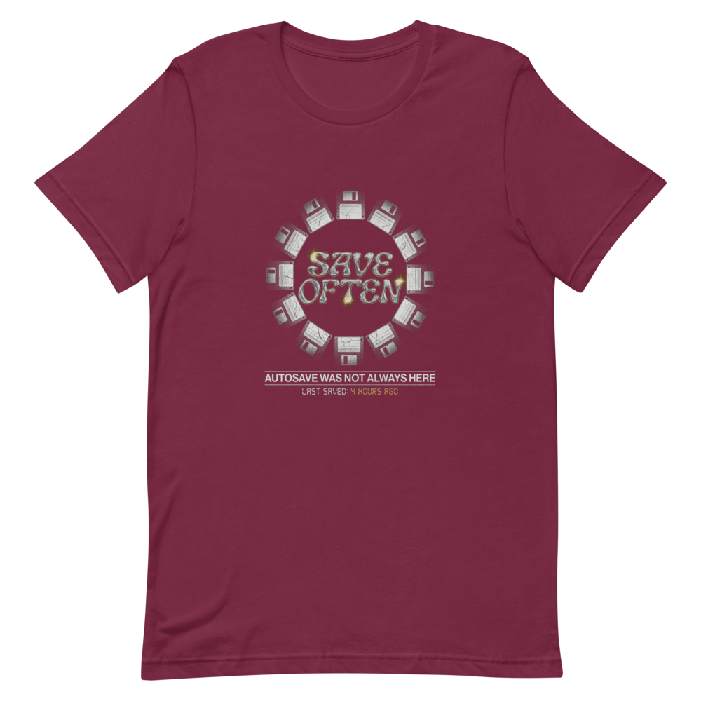 Save Often | Retro Computing Tee - Maroon