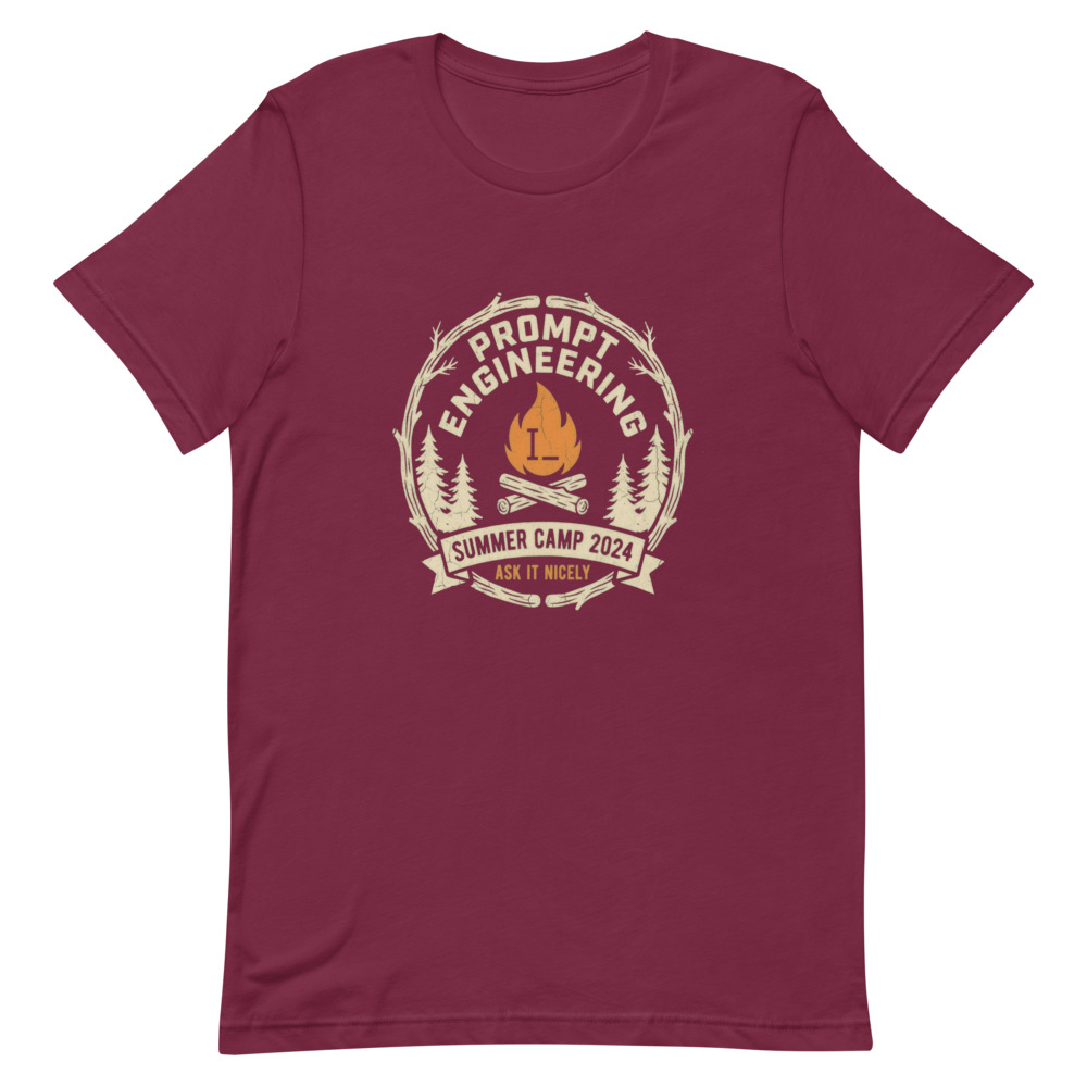 Prompt Engineering Summer Camp | AI Humor Tee - Maroon