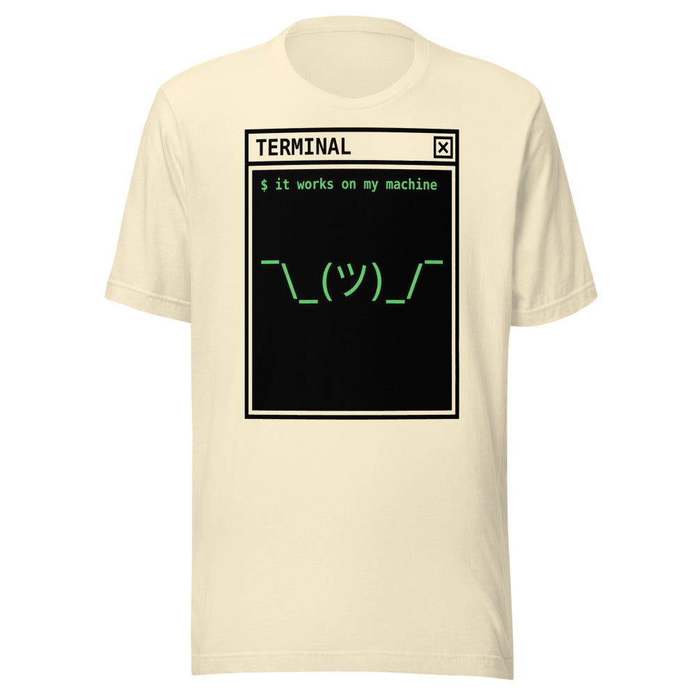 It Works on My Machine | Programmer Tee Natural flat lay