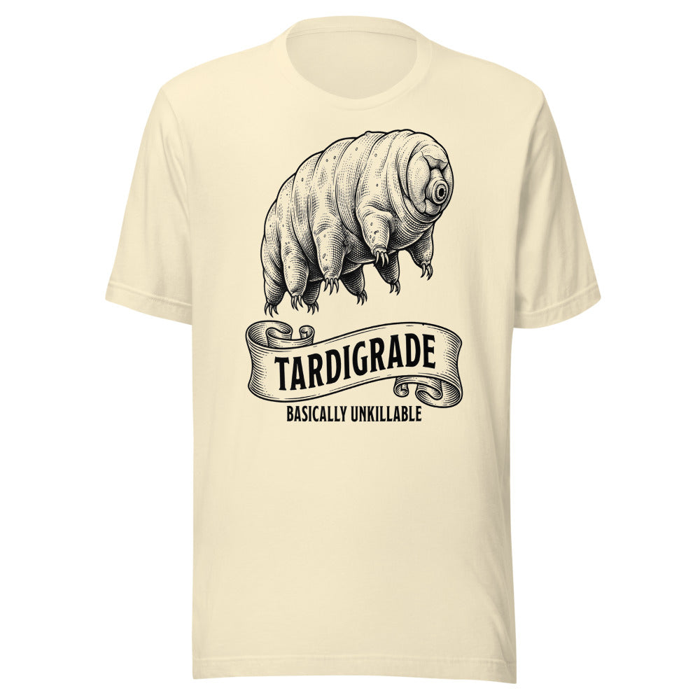 Tardigrade — Basically Unkillable | Vintage Science Tee Natural flat lay