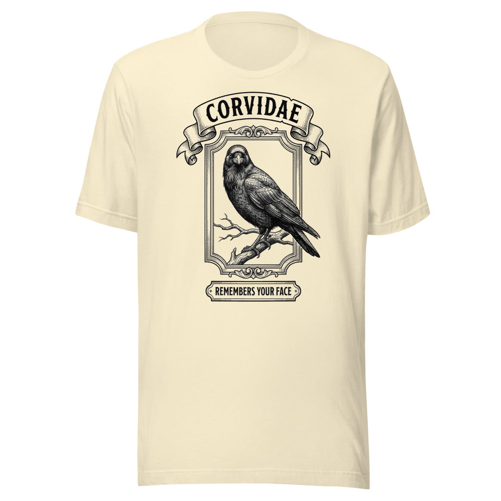 Corvidae — Remembers Your Face | Vintage Science Tee Natural flat lay