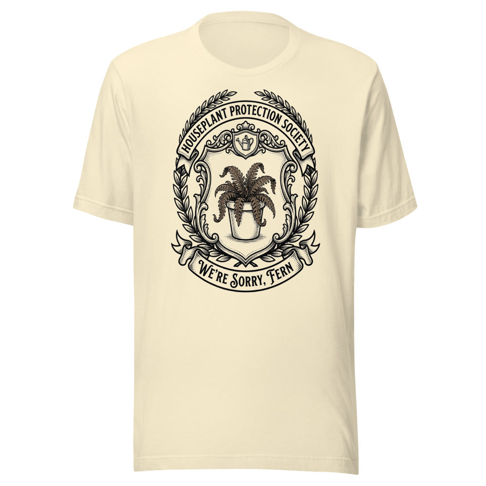 Houseplant Protection Society — We're Sorry, Fern | Crest Tee Natural flat lay