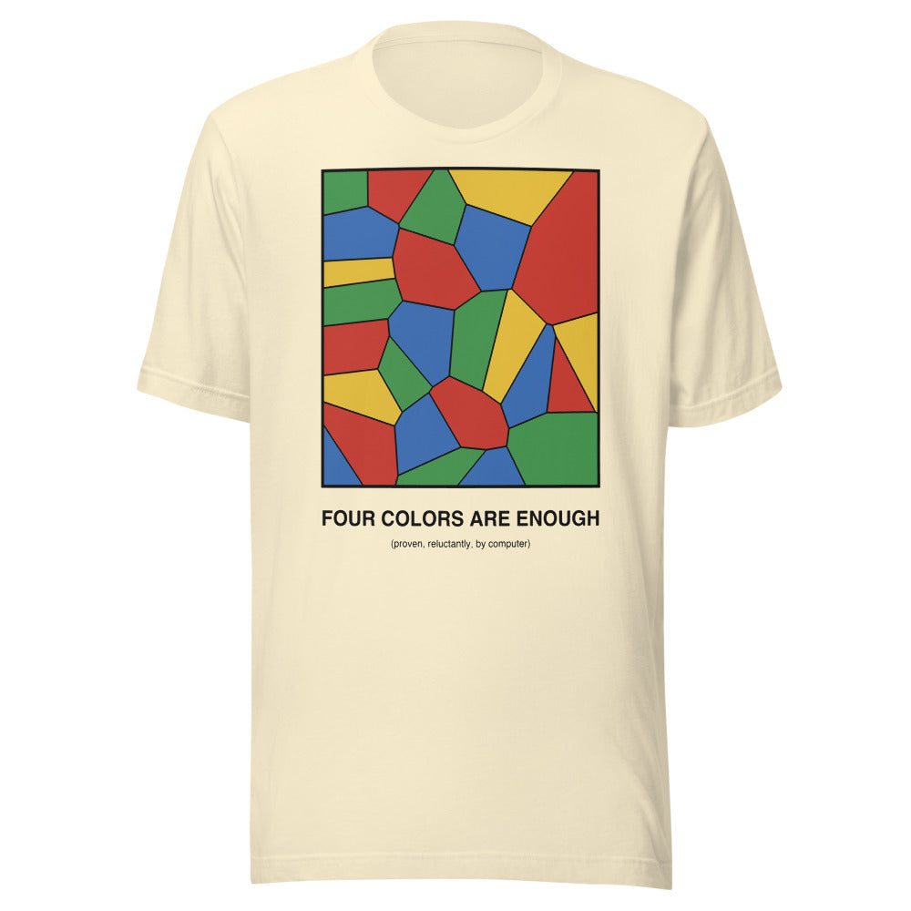 Four Colors Are Enough | Math Theorem Tee Natural flat lay