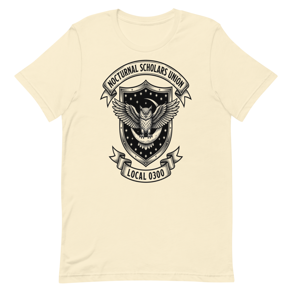 Nocturnal Scholars Union: Local 0300 | Crest Tee - Natural