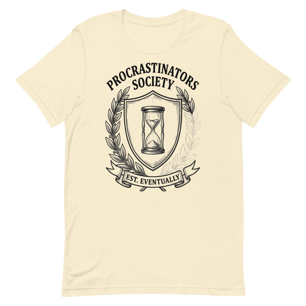 Procrastinators Society: Est. Eventually | Crest Tee - Natural