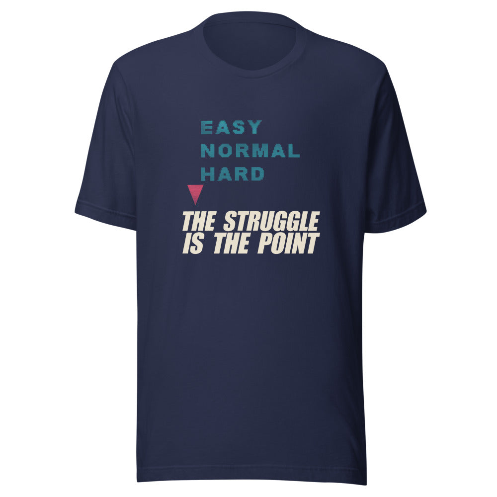 The Struggle Is The Point | Difficulty Select Arcade Tee Navy flat lay