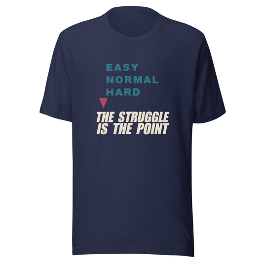 The Struggle Is The Point | Difficulty Select Arcade Tee Navy flat lay