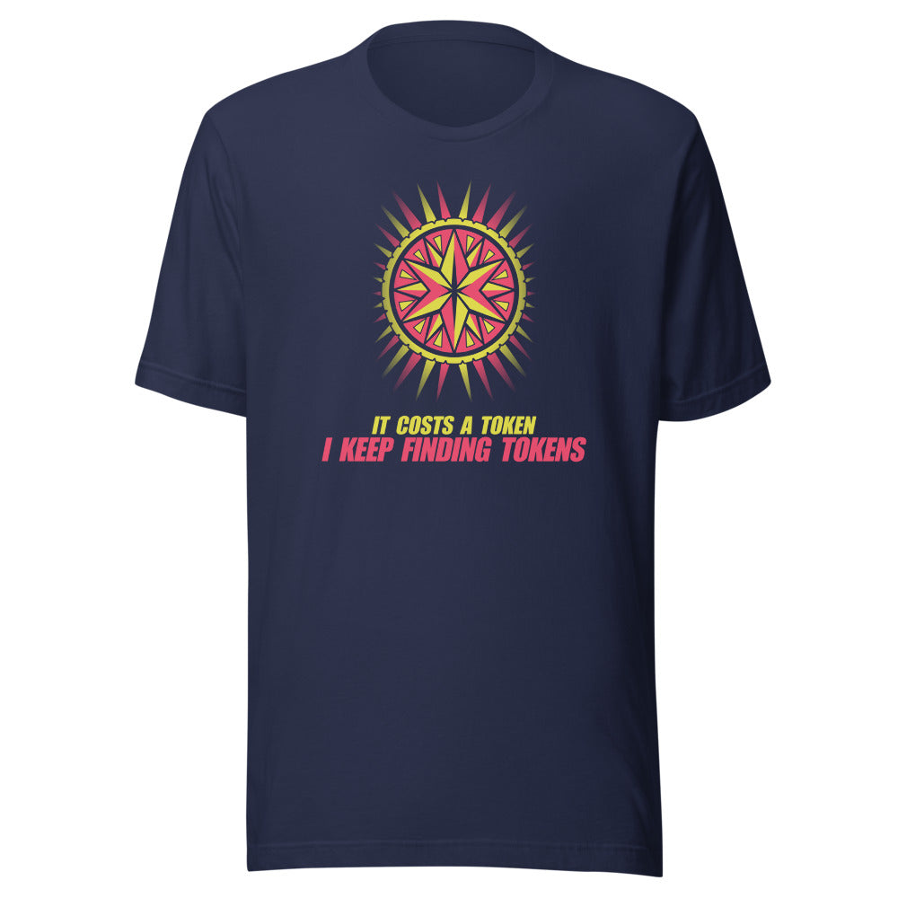 I Keep Finding Tokens | Retro Arcade Token Tee Navy flat lay