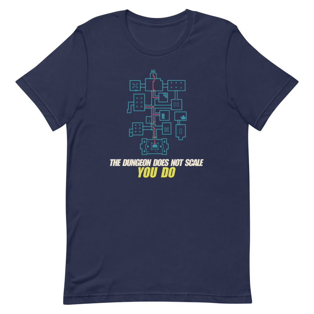 The Dungeon Does Not Scale. You Do. | Neon Map Tee print detail 1