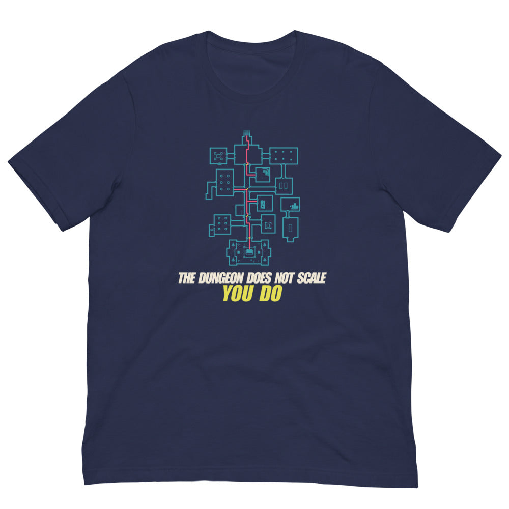 The Dungeon Does Not Scale. You Do. | Neon Map Tee print detail 3