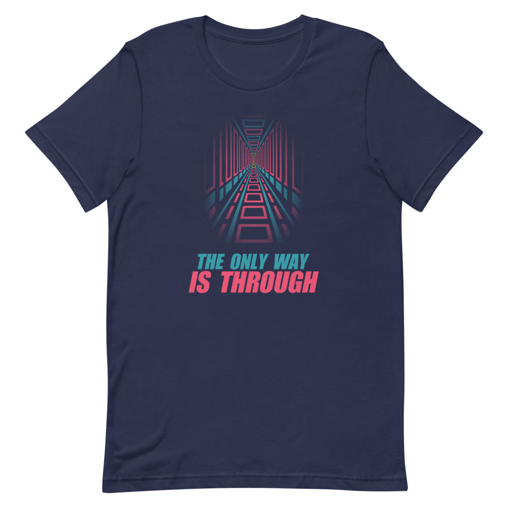 The Only Way Is Through | Neon Corridor Tee print detail 1