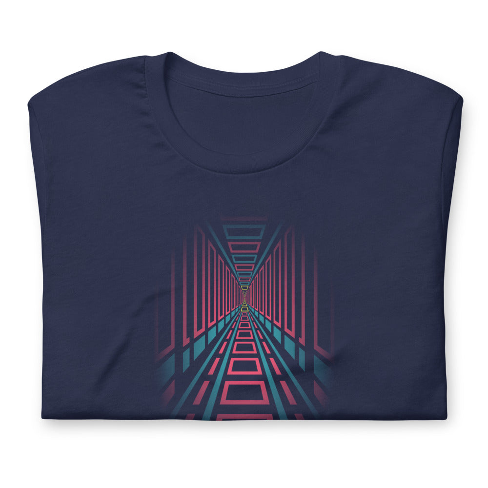 The Only Way Is Through | Neon Corridor Tee print detail 2