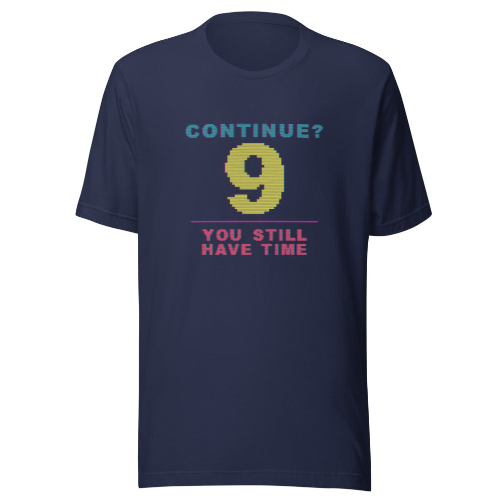 Continue? You Still Have Time | Arcade CRT Tee Navy flat lay