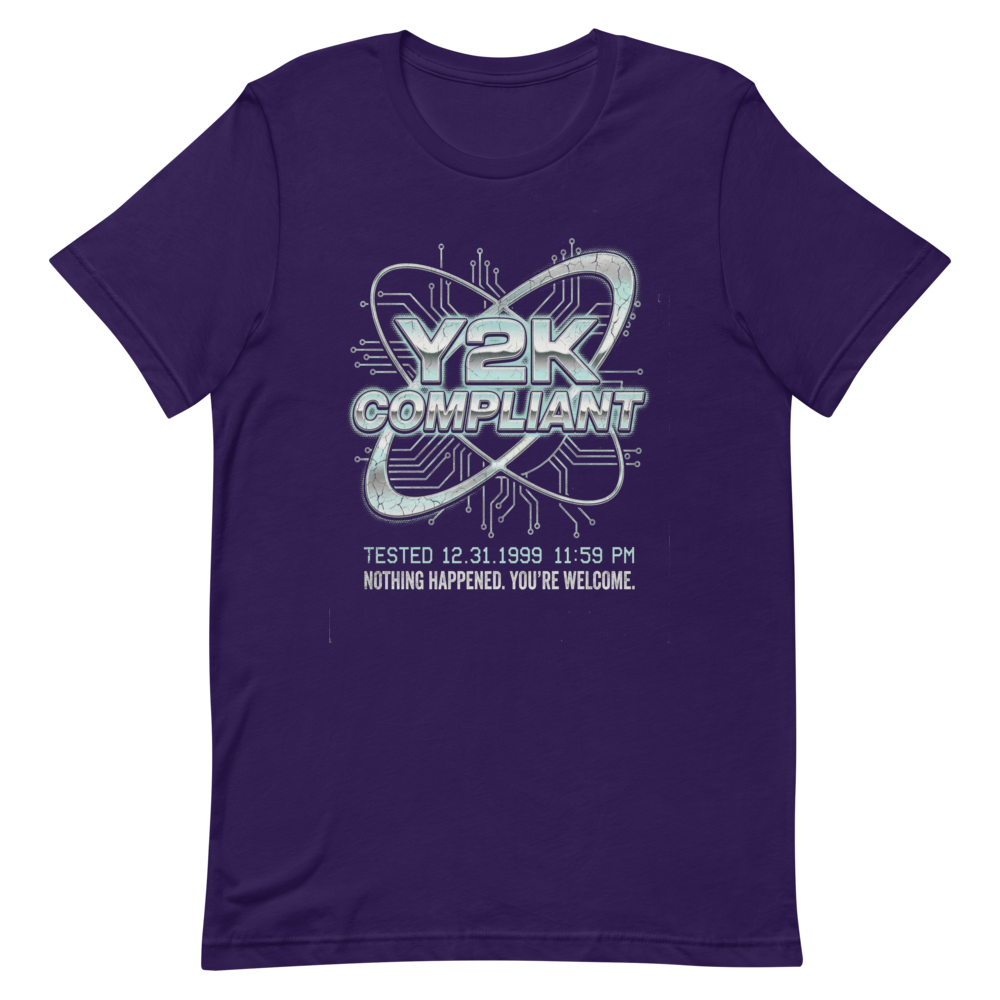 Y2K Compliance Team | Vintage Tech Tee - Team Purple