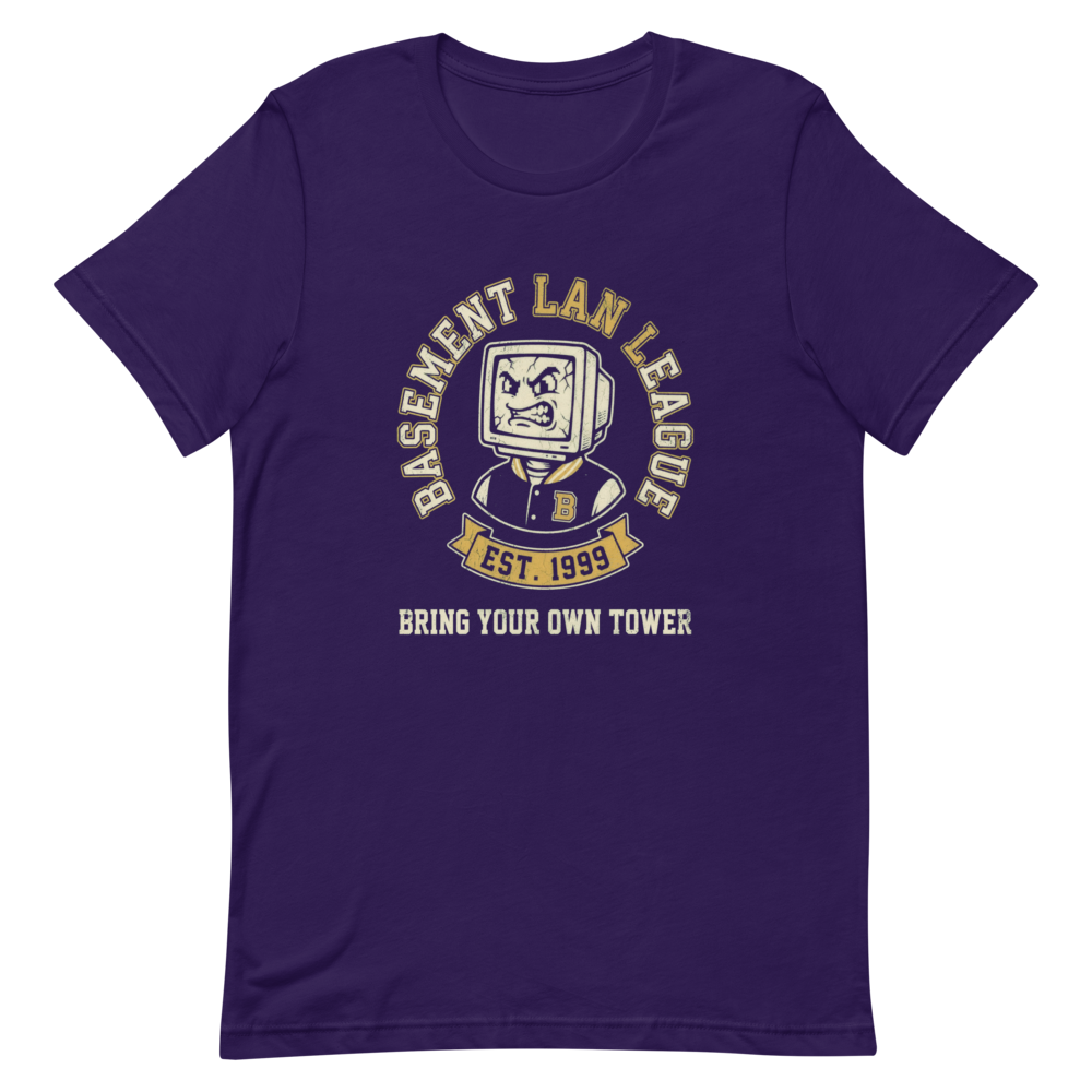 Basement LAN League | Retro Gamer Tee - Team Purple