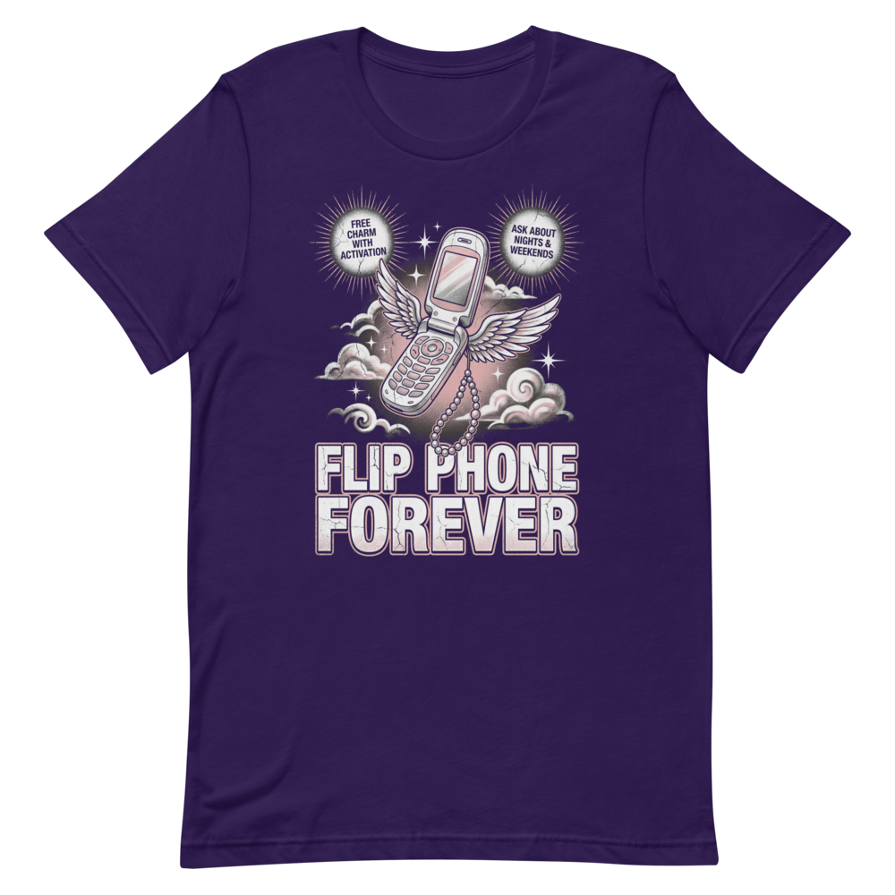 Flip Phone Forever | Y2K Bootleg Tee - Team Purple