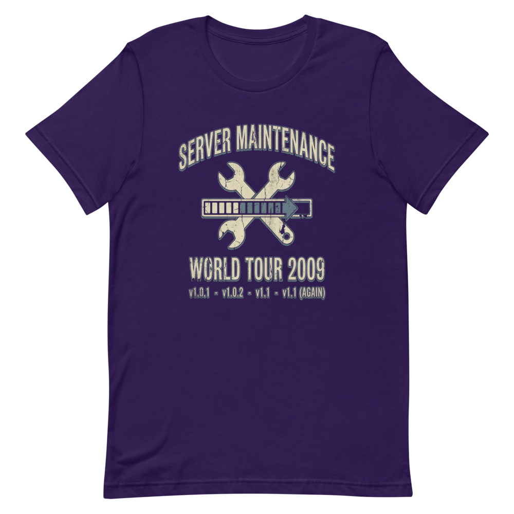 Server Maintenance World Tour | MMO Tour Tee - Team Purple