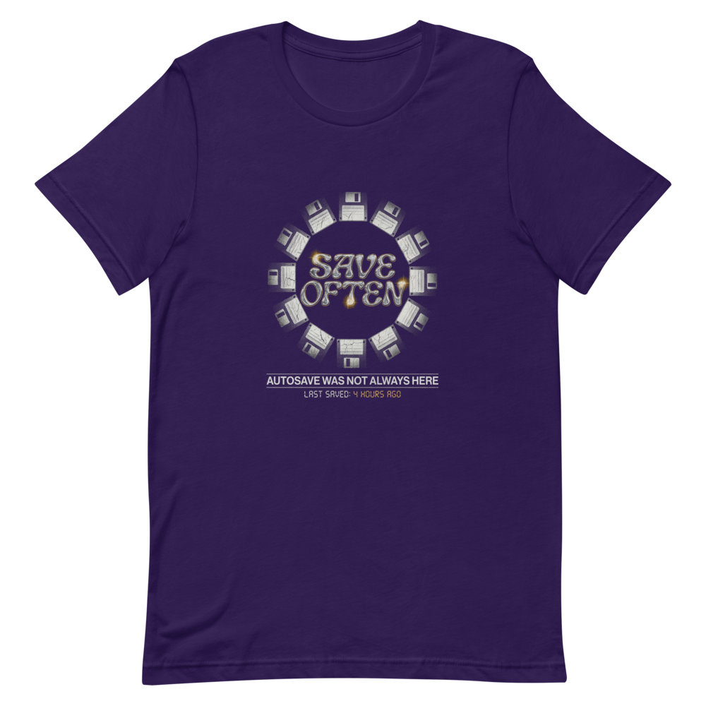 Save Often | Retro Computing Tee - Team Purple