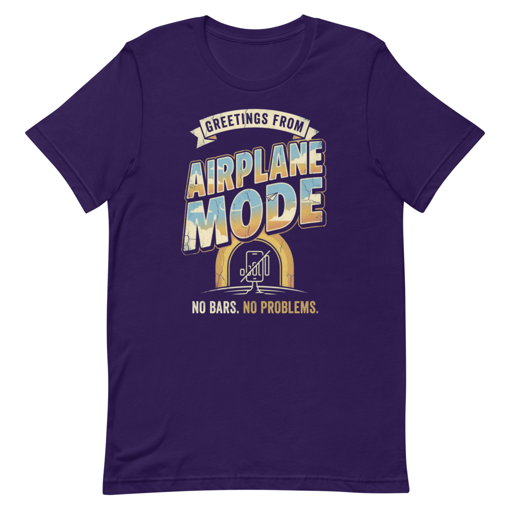 Greetings from Airplane Mode | Digital Detox Tee - Team Purple