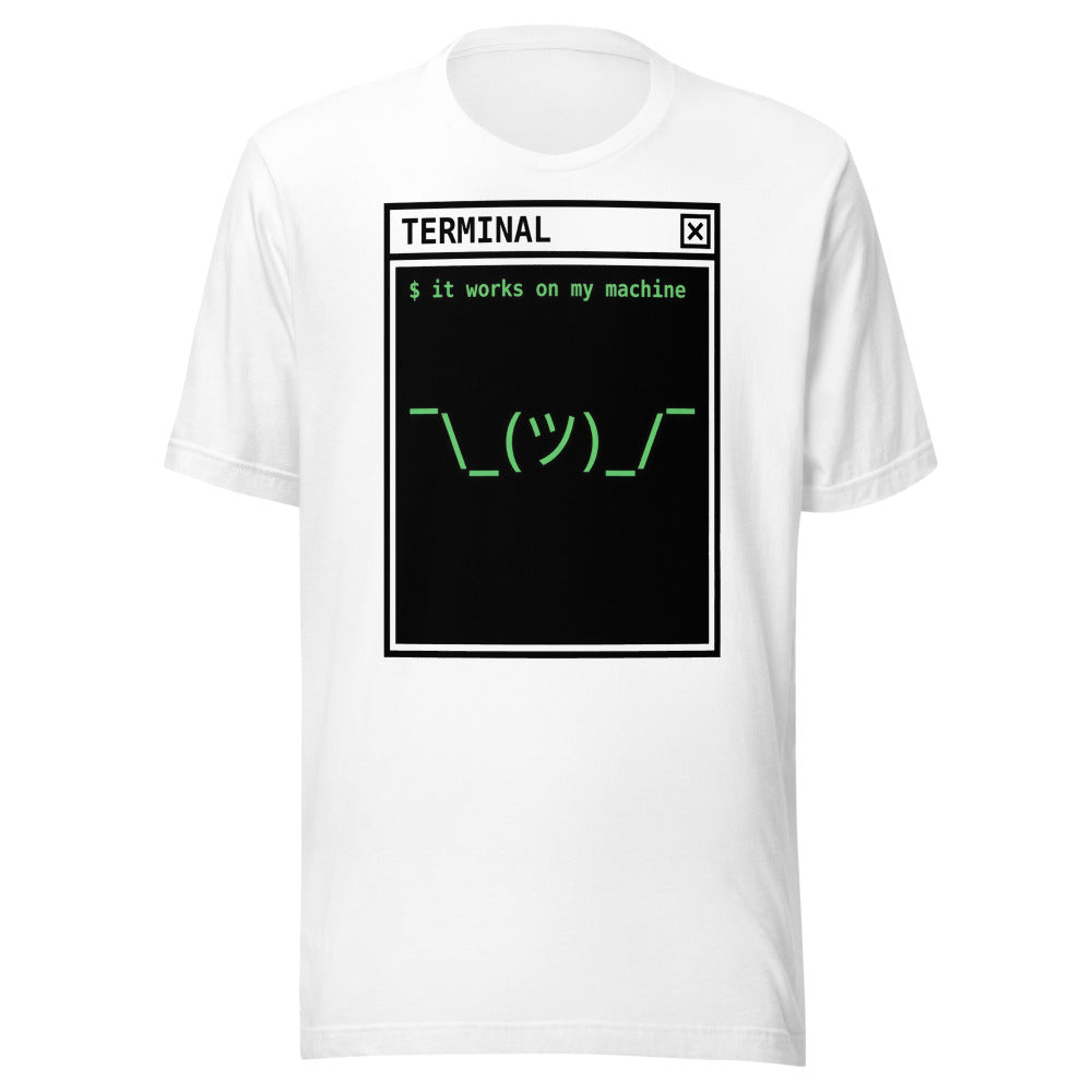 It Works on My Machine | Programmer Tee White flat lay
