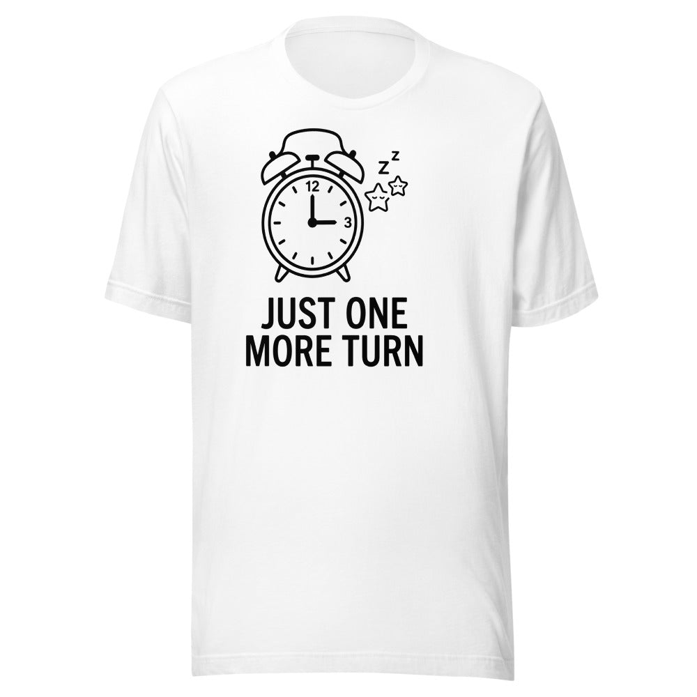 Just One More Turn | Strategy Gamer Tee White flat lay
