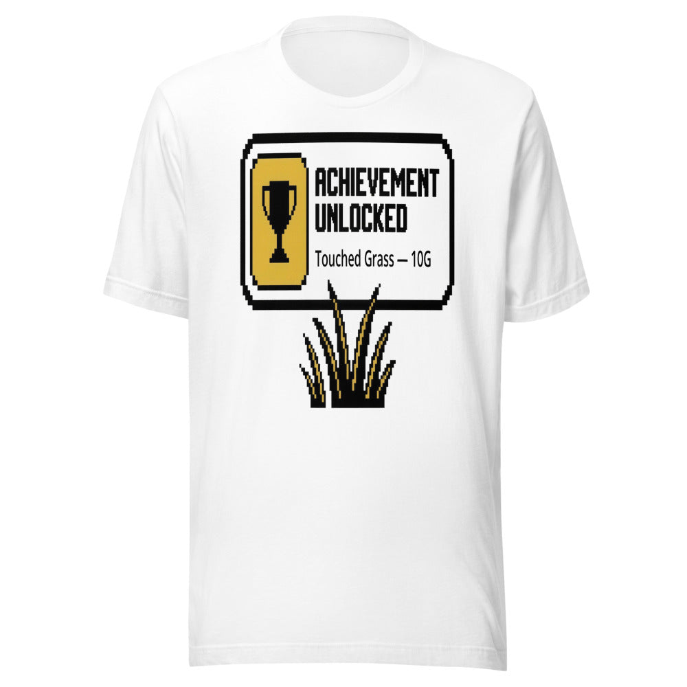 Achievement Unlocked — Touched Grass | Gamer Tee White flat lay