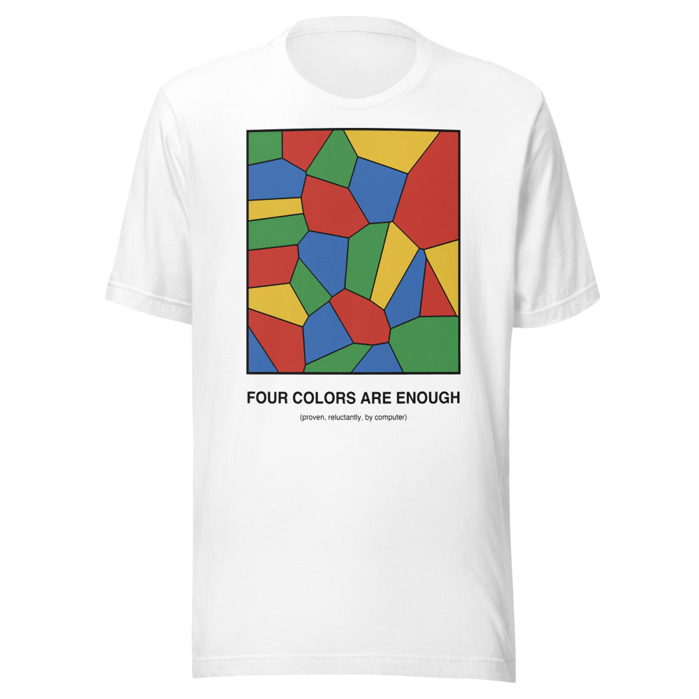 Four Colors Are Enough | Math Theorem Tee White flat lay