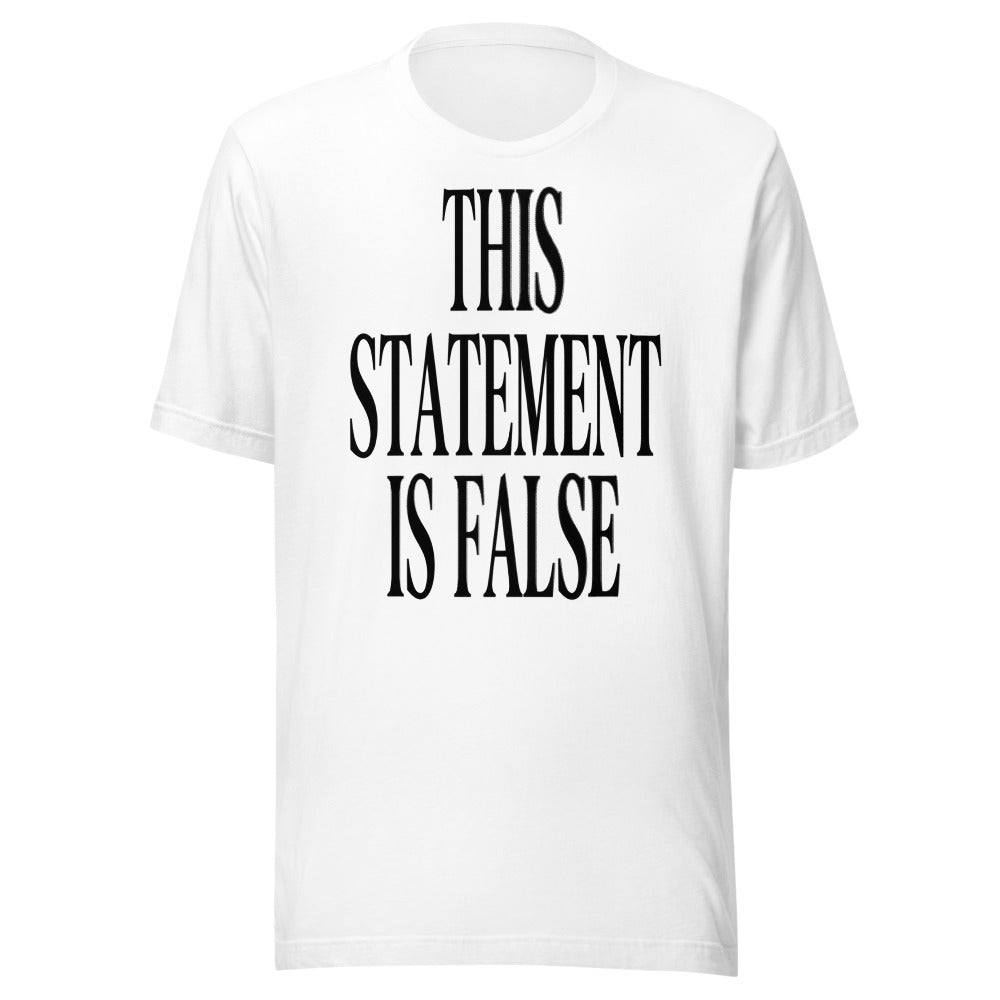 This Statement Is False | Paradox Tee White flat lay
