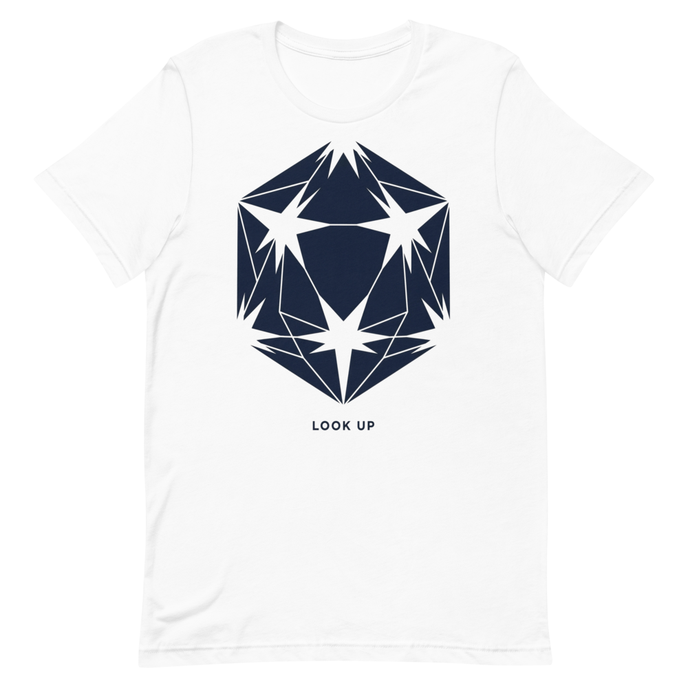 Look Up: d20 Constellation | Stargazer TTRPG Tee - White